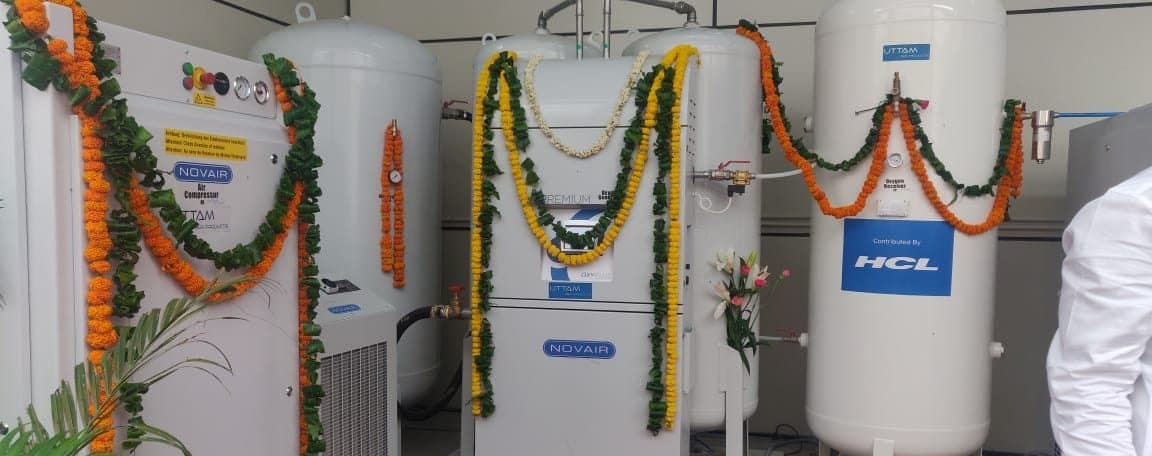 An Uttam PSA oxygen-generation plant inaugurated at a hospital
